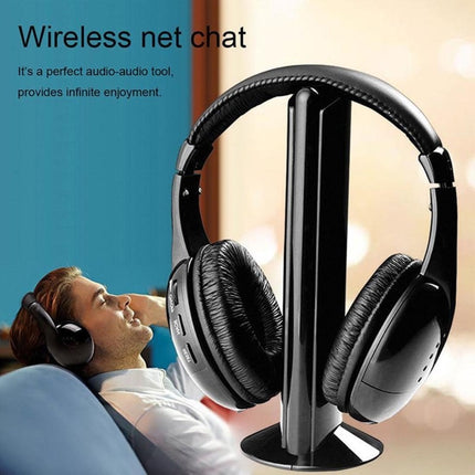 MH2001 Hi-Fi 5 in 1 Receiver + Emitter Wireless Headphone(Black)-garmade.com