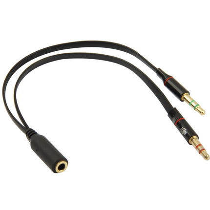3.5mm female to 3.5mm Male Microphone Jack + 3.5mm Male Earphone Jack Adapter Cable(Black)-garmade.com