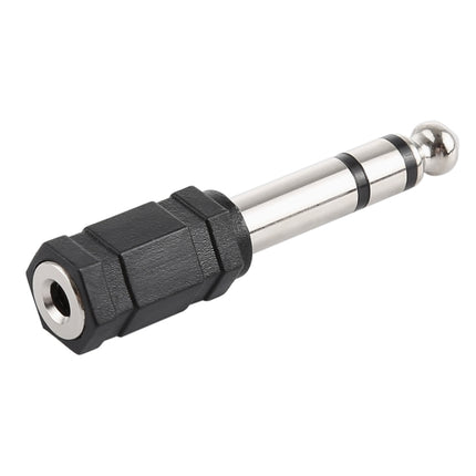 6.35mm Male to 3.5mm Stereo Jack Adaptor Socket Adapter(Black)-garmade.com