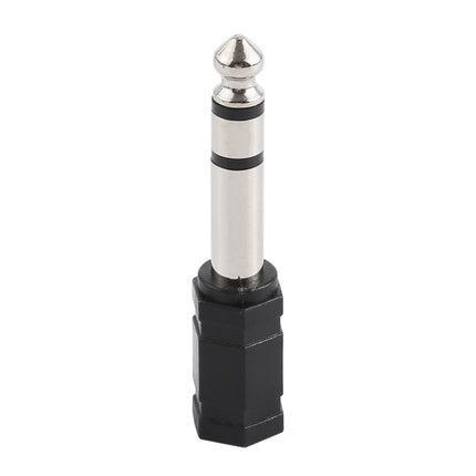 6.35mm Male to 3.5mm Stereo Jack Adaptor Socket Adapter(Black)-garmade.com