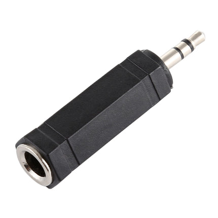 3.5mm Plug to 6.35mm Stereo Jack Adaptor Socket Adapter(Black)-garmade.com