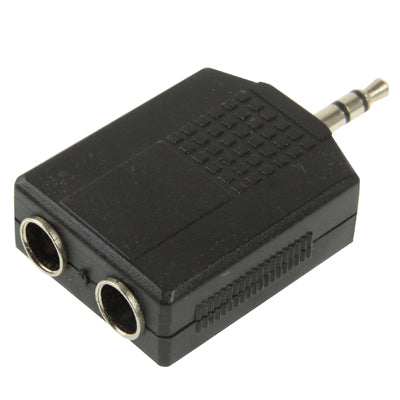 3.5mm Male to 2 Female 6.35mm Audio Adapter(Black)-garmade.com