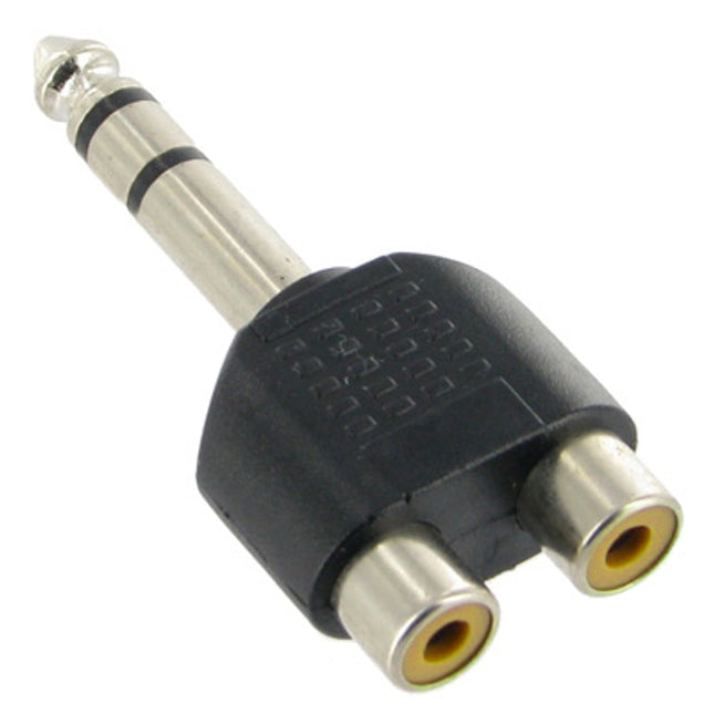 6.35mm Male to 2 RCA Stereo Headphone Jack Adapter-garmade.com