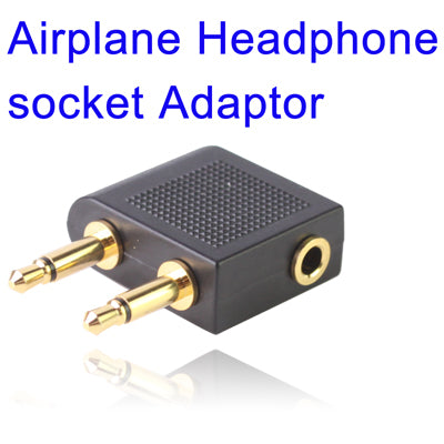 3.5mm Airplane Headphone Socket Adapter(Black)-garmade.com