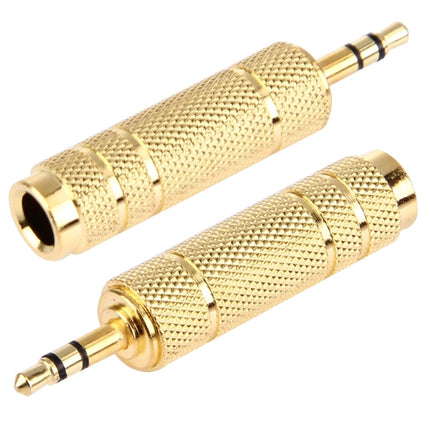 Gold Plated 3.5mm Plug to 6.35mm Stereo Jack Adaptor Socket Adapter-garmade.com