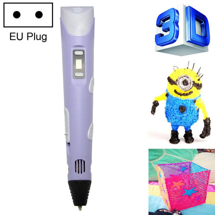 Hand-held 3D Printing Pen, EU Plug(Purple)-garmade.com