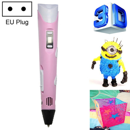 Hand-held 3D Printing Pen, EU Plug(Pink)-garmade.com