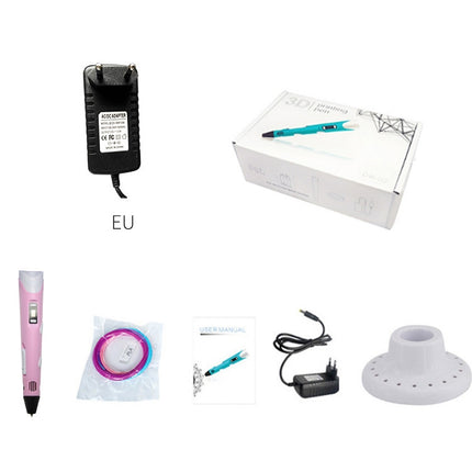 Hand-held 3D Printing Pen, EU Plug(Pink)-garmade.com