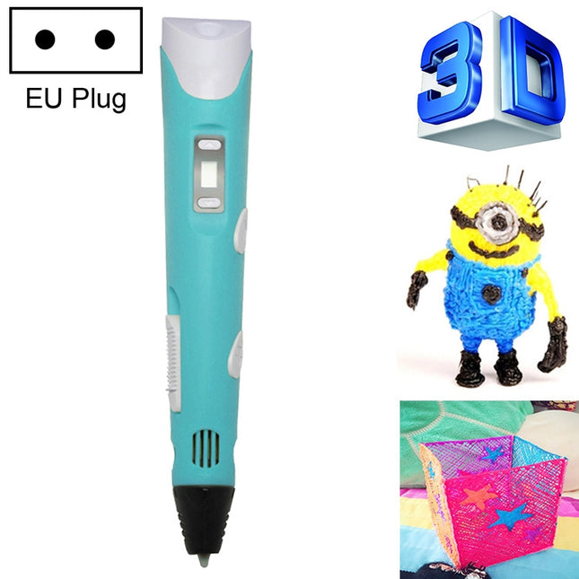 Hand-held 3D Printing Pen, EU Plug(Blue)-garmade.com