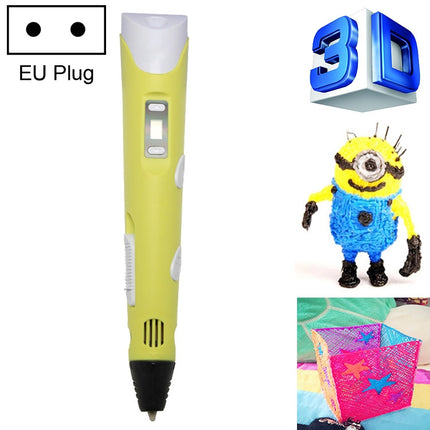 Hand-held 3D Printing Pen, EU Plug(Yellow)-garmade.com