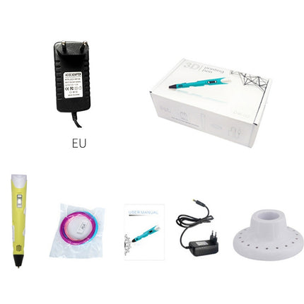 Hand-held 3D Printing Pen, EU Plug(Yellow)-garmade.com