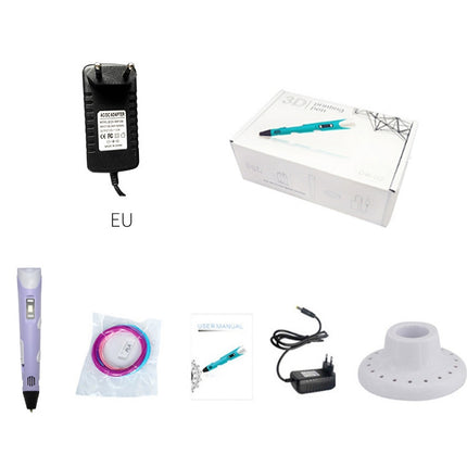 Hand-held 3D Printing Pen, EU Plug(Purple)-garmade.com