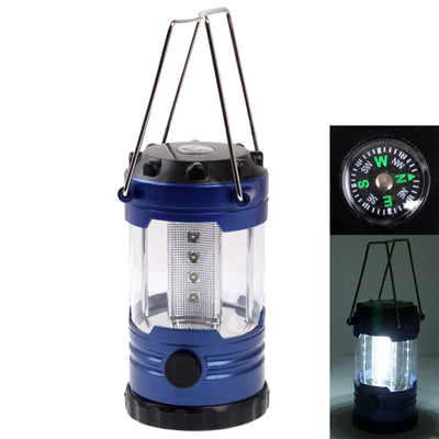 Outdoor Camping Lamp, 12 LED Adjustable Brightness Lamp with Compass(Dark Blue)-garmade.com