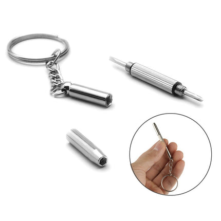 3 in 1 Repair Kit Key Ring with 3 Screwdrivers: Cross 1.5, Straight 1.5,Star Nut M2.5 for Smart Phone, Watches,Glasses(Silver)-garmade.com