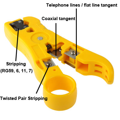 Multi-function Coaxial Cable / Network Cable / Phone Line / Flat Cable Stripper(Yellow)-garmade.com