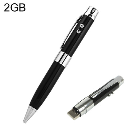 3 in 1 Laser Pen Style USB Flash Disk, Black (2GB)-garmade.com
