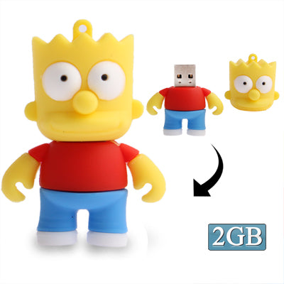 The Simpsons Bart Shape Silicone USB2.0 Flash disk, Special (2GB)-garmade.com