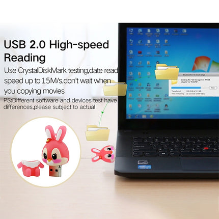 Cartoon Bunny Style Silicone USB 2.0 Flash disk, Special for All Kinds of Festival Day Gifts，Pink (2GB)-garmade.com