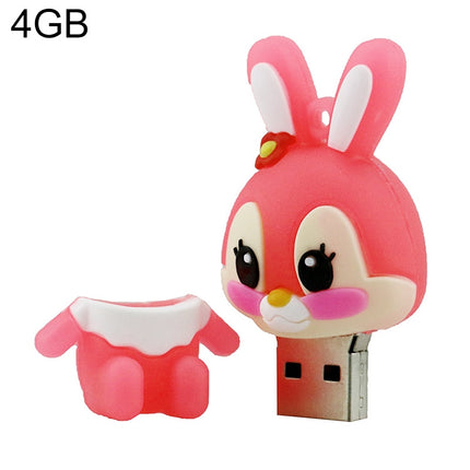 Cartoon Bunny Style Silicone USB 2.0 Flash disk, Special for All Kinds of Festival Day Gifts，Pink (4GB)-garmade.com