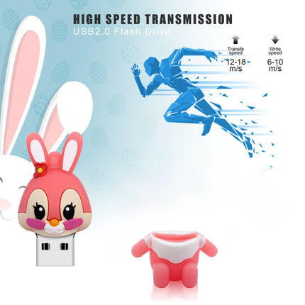 Cartoon Bunny Style Silicone USB 2.0 Flash disk, Special for All Kinds of Festival Day Gifts,Pink (16GB)-garmade.com
