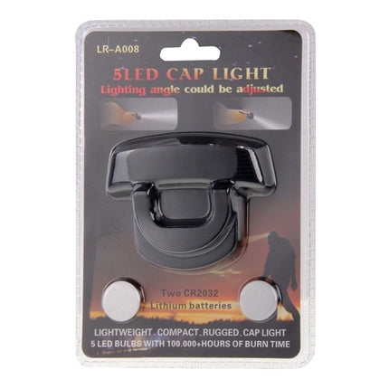 Head Light HeadLamp Cap Torch Bulb, 5 LED White Light Two Mode Adjustable(Black)-garmade.com