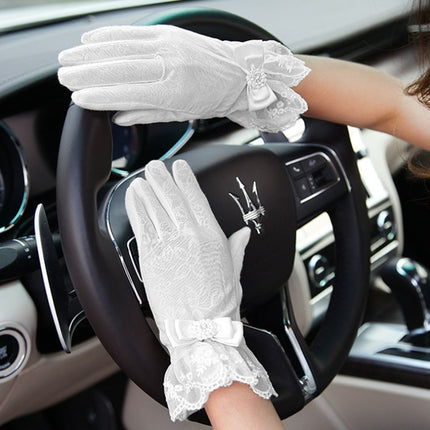 Fashionable Ultraviolet-proof Lace Gloves for Women(White)-garmade.com
