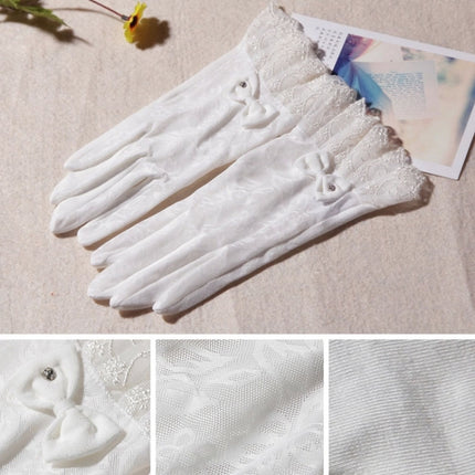 Fashionable Ultraviolet-proof Lace Gloves for Women(White)-garmade.com
