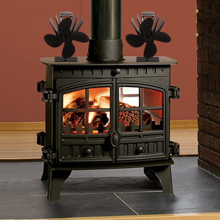YL603 Eco-friendly Aluminum Alloy Heat Powered Stove Fan with 4 Blades for Wood / Gas / Pellet Stoves (Silver)-garmade.com