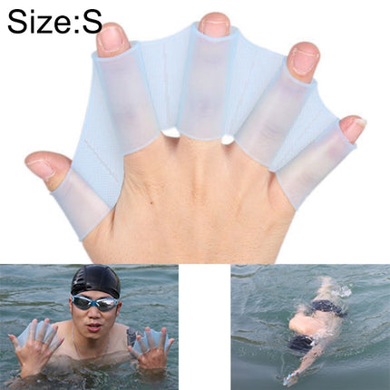 Silicone Swimming Web Fins Hand Flippers Training Gloves, S(Blue)-garmade.com