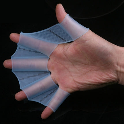 Silicone Swimming Web Fins Hand Flippers Training Gloves, S(Blue)-garmade.com