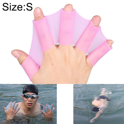 Silicone Swimming Web Fins Hand Flippers Training Gloves, S(Magenta)-garmade.com