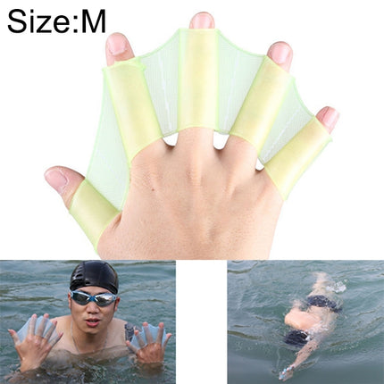 Silicone Swimming Web Fins Hand Flippers Training Gloves, M(Green)-garmade.com