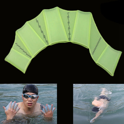 Silicone Swimming Web Fins Hand Flippers Training Gloves, M(Green)-garmade.com