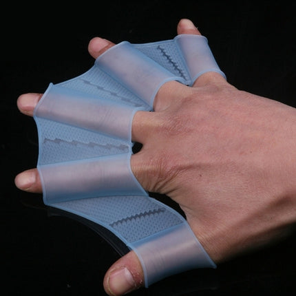 Silicone Swimming Web Fins Hand Flippers Training Gloves, L(Blue)-garmade.com