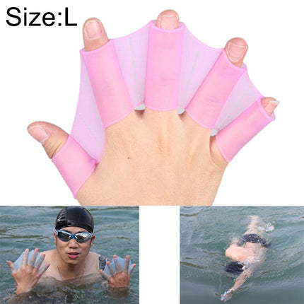 Silicone Swimming Web Fins Hand Flippers Training Gloves, L(Magenta)-garmade.com