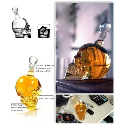 Crystal Glass Skull Bottle for Vodka & Whiskey & Beer Liqueur & Red Wine & Other Beverage, 1000ML-garmade.com