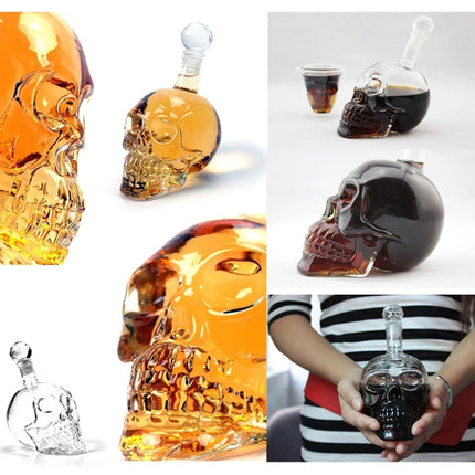 Crystal Glass Skull Bottle for Vodka & Whiskey & Beer Liqueur & Red Wine & Other Beverage, 1000ML-garmade.com