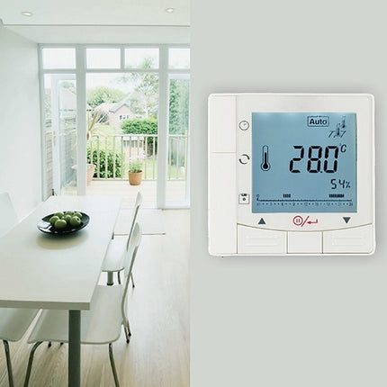 LCD Display Air Conditioning 2-Pipe Programmable Room Thermostat for Fan Coil Unit(White)-garmade.com