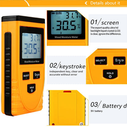 GM630 Digital Wood Moisture Meter with LCD(Orange)-garmade.com