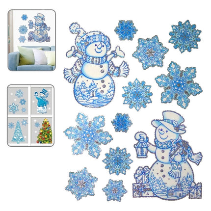Christmas Series Snow and Snowman Pattern Glitter Window Stickers, Size:41cm*29cm-garmade.com