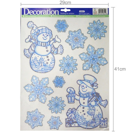 Christmas Series Snow and Snowman Pattern Glitter Window Stickers, Size:41cm*29cm-garmade.com