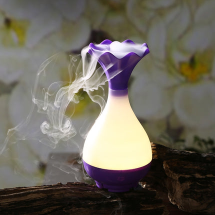 5V 4W USB Vase Aroma Diffuser Air Purifier Humidifier with LED Light for Office / Home Room(Purple)-garmade.com