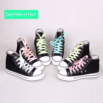 2 PCS Fashion Sports Fluorescent Color Flat Shoelaces(Pink)-garmade.com