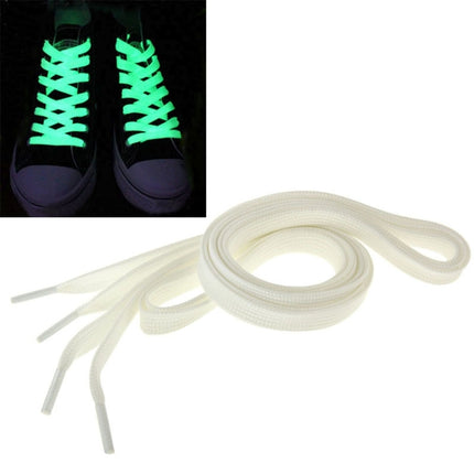 2 PCS Fashion Sports Fluorescent Color Flat Shoelaces(White)-garmade.com