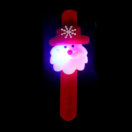 Santa Style Flash Light Merry Christmas Slap Pat Circle Wristband(Flannel Light Santa Claus)-garmade.com