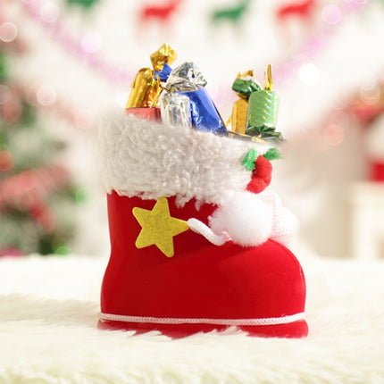 Santa Pattern Christmas Decoration Flocking Stocking Boot Candy Bag, Size: 9cm x 10cm x 5cm-garmade.com