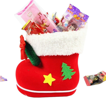 Santa Pattern Christmas Decoration Flocking Stocking Boot Candy Bag, Size: 13cm x 10cm x 7cm-garmade.com