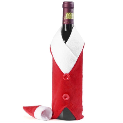 Buttons Cloth Wedding Christmas Dinner Table Flannel Plush Champagne Wine Bottle Bags Sets-garmade.com