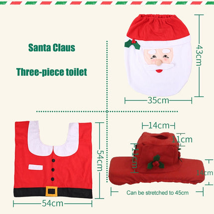 Fancy Christmas Decoration Happy Santa Toilet Seat Cover Rug Bathroom Set-garmade.com