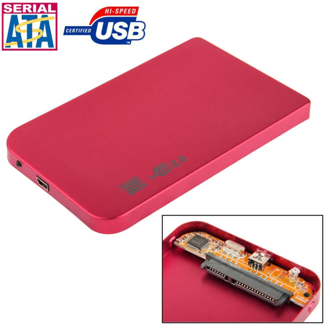 2.5 inch SATA HDD External Case, Size: 126mm x 75mm x 13mm (Red)-garmade.com